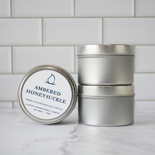 Ambered Honeysuckle Tin Candle