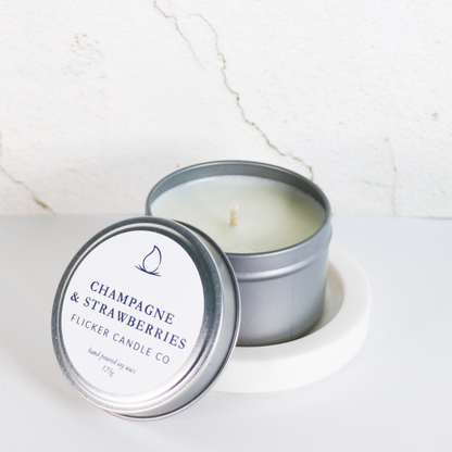 Champagne & Strawberries Tin Candle